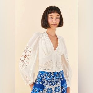 NWT FARM Rio Off-White Lace Blouse